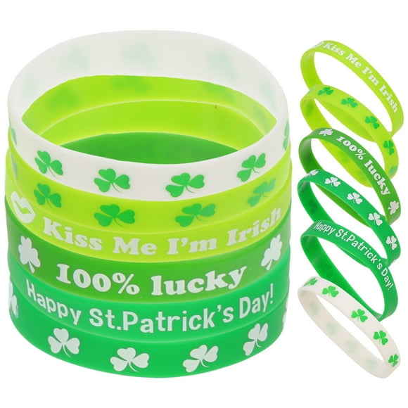 CIMAXIC Bracelets pour la Saint-Patrick 12 Pcs Décoration de Fête Cadeaux de Fête pour Hommes Femmes (Mélange Aléatoire), 2.56"X2.56"X0.39 Pouces