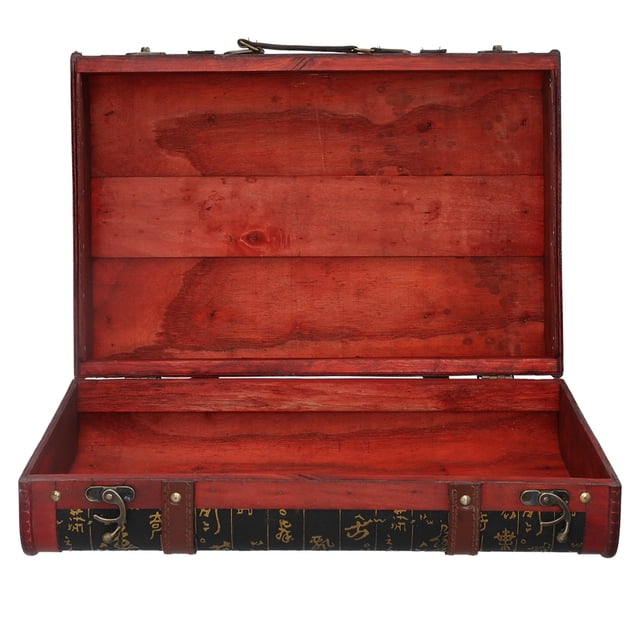 Large Retro Suitcase Dustproof Wooden Storage Box for Window Display Photography Props