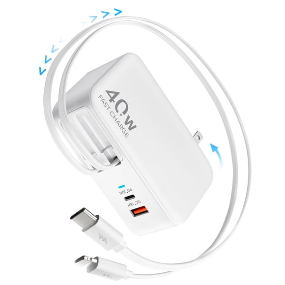 Cargador Hatalkin retráctil 4 en 1 con doble USB para iPhone de 40 W