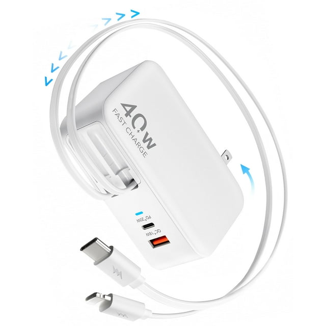 Cargador Hatalkin retráctil 4 en 1 con doble USB para iPhone de 40 W