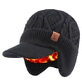 thumbnail image 2 of Gorro de invierno con orejeras y visera | Gorro de punto unisex para clima frío | Gorro grueso con forro polar para actividades al aire libre, viajes y ciclismo, 2 of 6