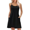 thumbnail image 2 of Summer Dresses for Women Adjustable Spaghetti Strap Beach Vacation Casual Cute Sundresses with Pockets Black S, 2 of 9
