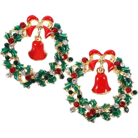 Masteelf Christmas Bow Wreath Earrings 1 Pair Multi Colored Jewelry For Women