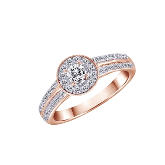 AFFY White Natural Diamond Promise Ring In 10k Rose Gold (0.5 Cttw)