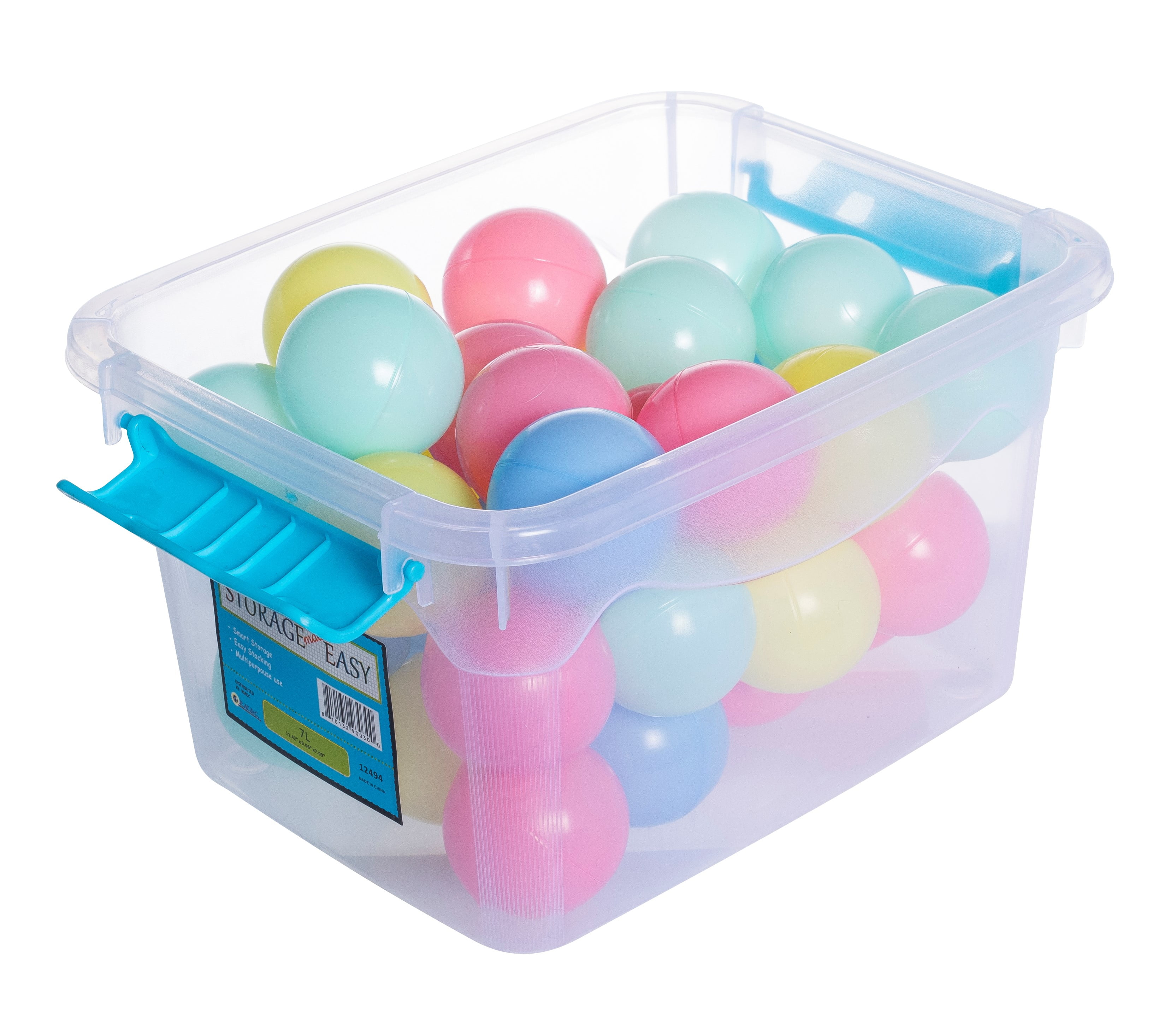 Plastic Storage Box 7L with Blue Lid, 11.5"x9"x7", Storage Made Easy, Use by Adults and Teens