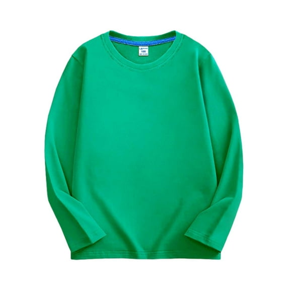 JWZUY Toddler Boys Girls Long Sleeve Tshirts Solid Basic Tee Kids Children Casual Crewneck Plain Blouse Tops Green 1-2 Years