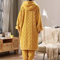 thumbnail image 6 of Jinhomg Winter Flannel Sleepwear for Women 2 Piece Thick Warm Pajamas Sets Soft Cozy Long Length Button Down Hooded Cardigan and Pants 90 off Clearance Sale Yellow M, 6 of 10