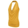 thumbnail image 2 of Doublju Womens Sleeveless Halter Neck Draped Blouse Tops (Female Plus Size Available), 2 of 5