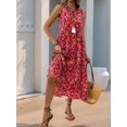 thumbnail image 6 of Women'S Maxi Dress Summer Sleeveless Bohemian Floral V Neck Tie Front Fringe Flowy Long Dress Vacation Beach Sundress Black & Red XL, 6 of 8