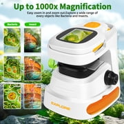 UQN Microscope for Kids 8-12 , 2-in-1 Science Kit Handheld and Fixed Kids Pocket Microscope, Portable Digital Microscope with LED, STEM Microscope Kit Toys Gifts for Boys Girls 5-7