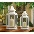 thumbnail image 3 of Zingz & Thingz Small White Metal Victorian Lantern with Floral Cutouts and Glass Panels 8" Tall, 3 of 4