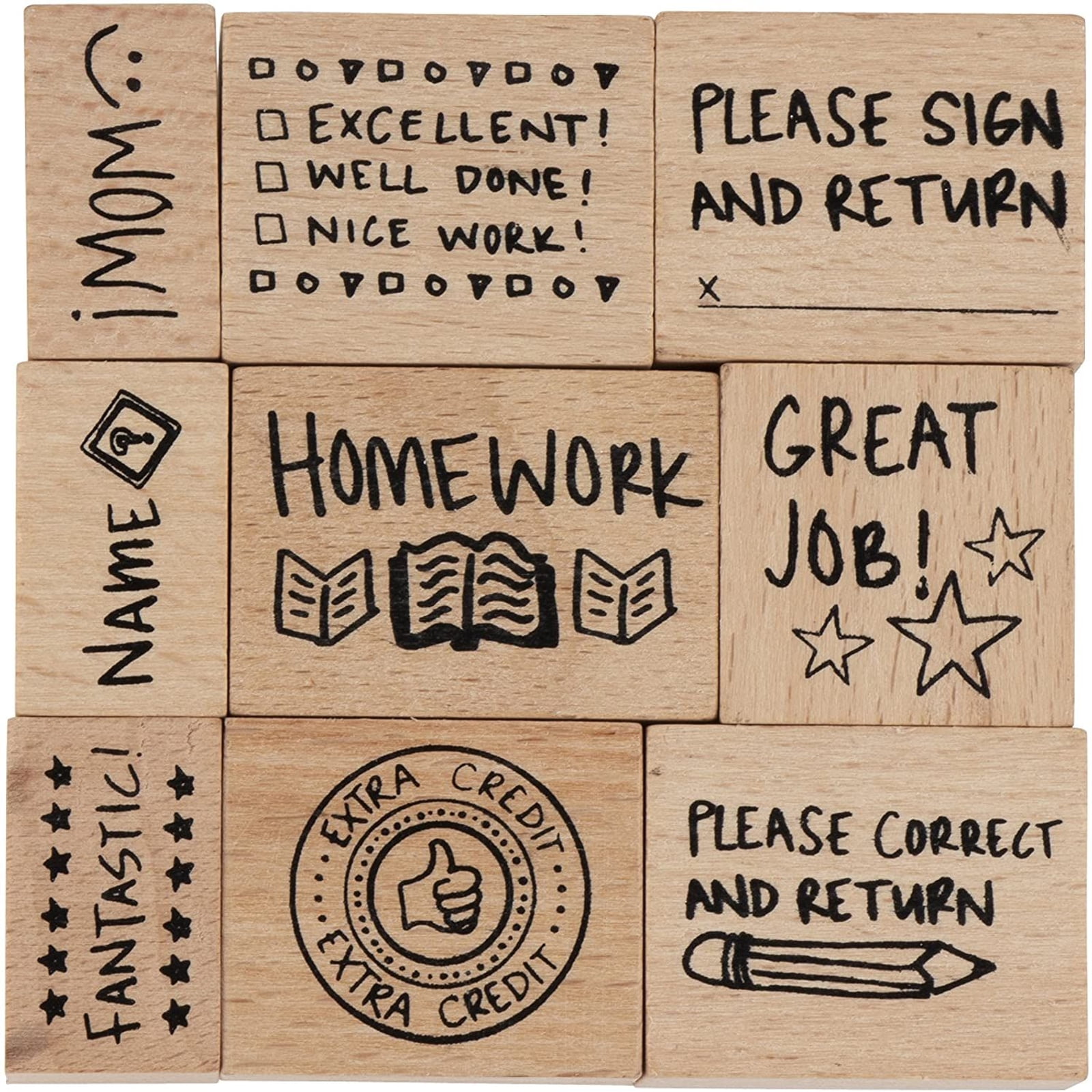 Teachers Wood Mounted Rubber Stamp Apple Please Finish and Return 