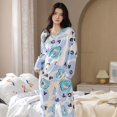 thumbnail image 1 of Conjunto de pijama de punto de algodón para mujer, ropa de dormir Floral elegante, pantalones a cuadros, Moda para el hogar, primavera y otoño, 1 of 4