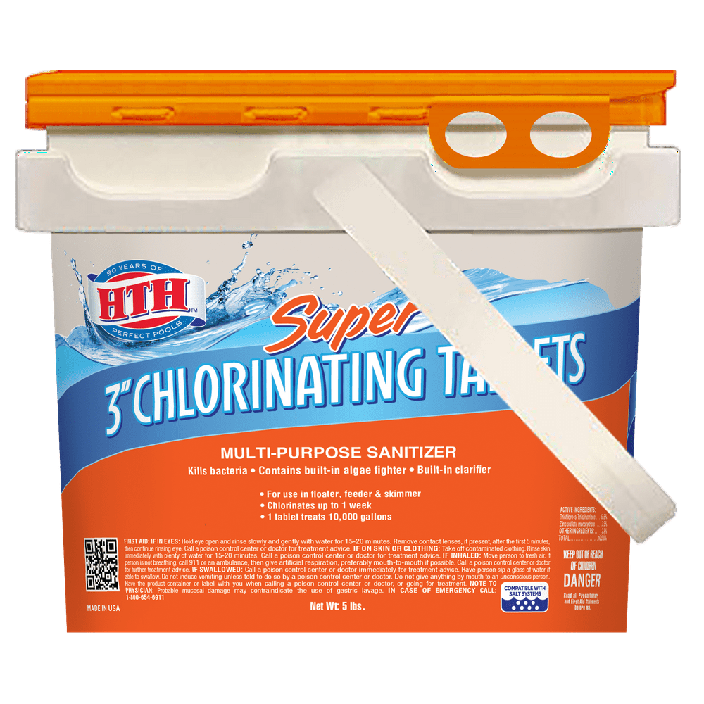 HTH Super 3 Inch Chlorine Tablets for Pool, 5 pounds