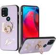 thumbnail image 2 of For Samsung Galaxy S21 FE /Fan Edition Diamond Sparkly Glitter Ornament Engraving Hybrid with Ring Stand Holder Fashion Cover ,Xpm Phone Case [Purple Flower], 2 of 7