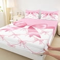 thumbnail image 3 of jejeloiu Cute Bow Tie Twin Sheet Sets,Pink Bowknot Pattern Bedding For Kids 3 Pieces, 3 of 7