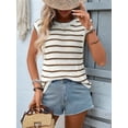 thumbnail image 4 of Women Sweater Vest Top Striped Sleeveless Knit Tank Tops Summer Outfits Brown XL, 4 of 10