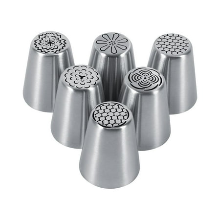 WALFRONT 6Pcs Flower Cake Icing Piping Pastry Nozzles,Flower Cake Icing Piping Pastry Nozzles Decorating Bakery Baking