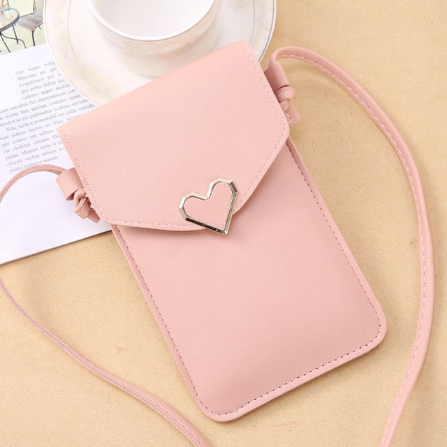 Bolsas Pequeñas para Teléfonos Móviles, Hebilla de Bloqueo, Ranuras para Tarjetas, Compartimento, Bolsos Retro Ligeros, Correas, Cuero para Telé rosado