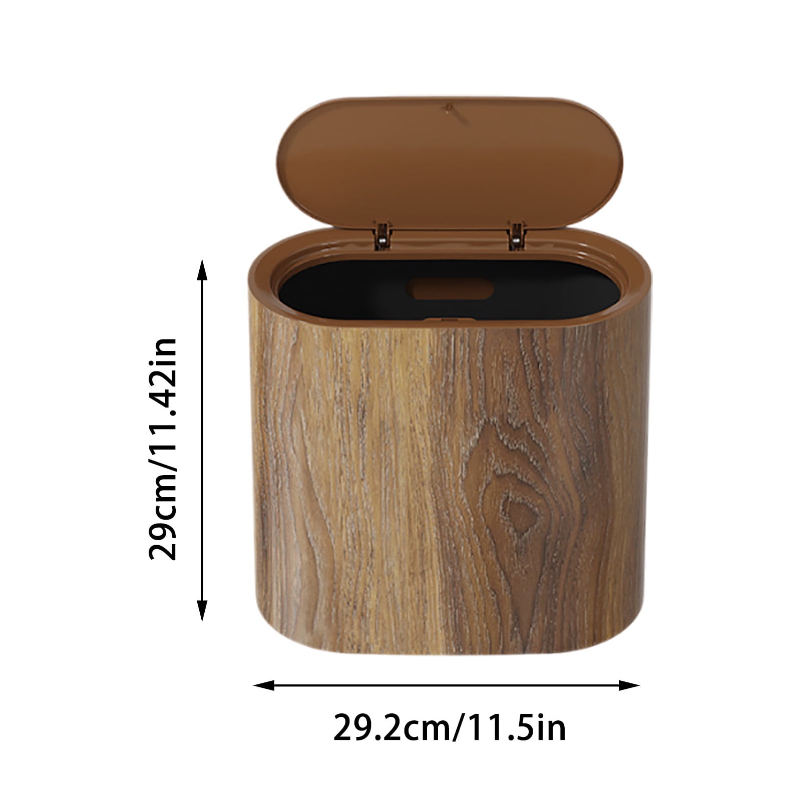 Bathroom Cans with Lids, Marble Wood Pattern Can, Detachable Inner, Small Garbage Bin with Press Type Lid, Narrow Wastebasket for Bathroom Home Indoor Hotel,Brown/2Pack