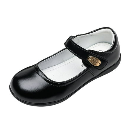 

QIANGONG Toddler Shoes Children Shoes Single Soes Children Performance Princess Leather Shoes (Color: Black Size: 36 )