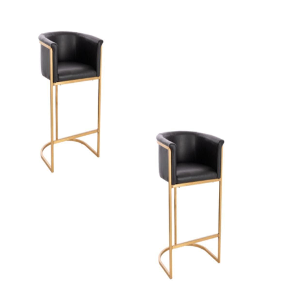 Plata Decor Import Bar Stool Kanye PU Leather Black (Set of 2)