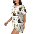 thumbnail image 2 of Susaid Honey Bee Insect Print Women's Pajama Set, Button-Up Sleepwear with Elastic Waist Shorts, Perfect for Lounging, Yoga, Beach, and Casual Wear-4X-Large, 2 of 7