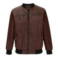 thumbnail image 3 of Aueoeo Men's Bomber Jackets Full Zip Embroidered Jacket Winderpoof Lightweight Stand Up Collar Sport Coat With Pockets Coffee L, 3 of 5