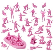 BMC Marx Plastic Army Men US Soldiers - Pink 31pc WW2 Figures - Made in USA