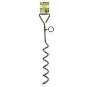 Four Paws Pet Select Walk-About Spiral Tie Out Stake for Dogs Silver 19 Inch