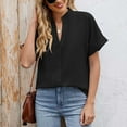 thumbnail image 4 of SHITINN Women Casual Fashion Solid V Neck Short Sleeve Button Loose Shirt Blouse Top Womens Blouses Casual Short Sleeve Tunic Tops for Women Summer Top, 4 of 8