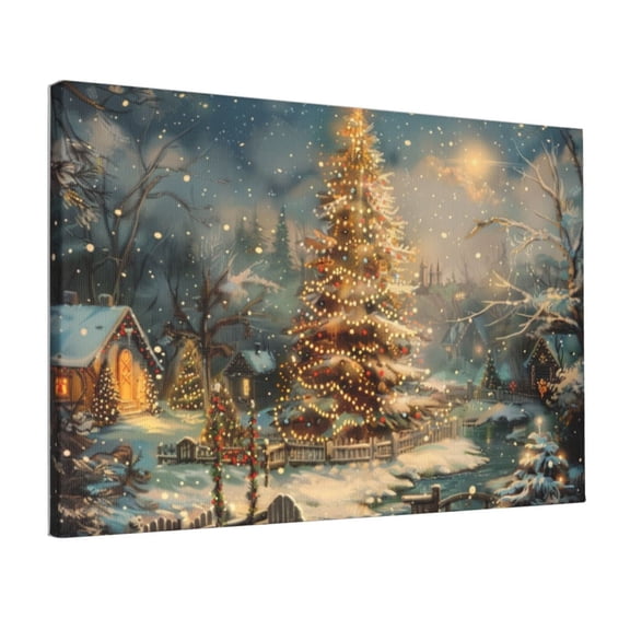 12x18 inch Canvas Paintings For Bedroom Starry Night Christmas Tree,Apartment Bathroom,Gym,Cafes,Children'S Room Wall Art Decor Canvas Pictures,Charm Starry Night Christmas Tree Art Painting