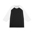 thumbnail image 6 of Men's Long Sleeve Round Neck Contrast Color Raglan Three Quarter Sleeve T-Shirt Top for Spring Fall Active Wear,Black,XL, 6 of 8
