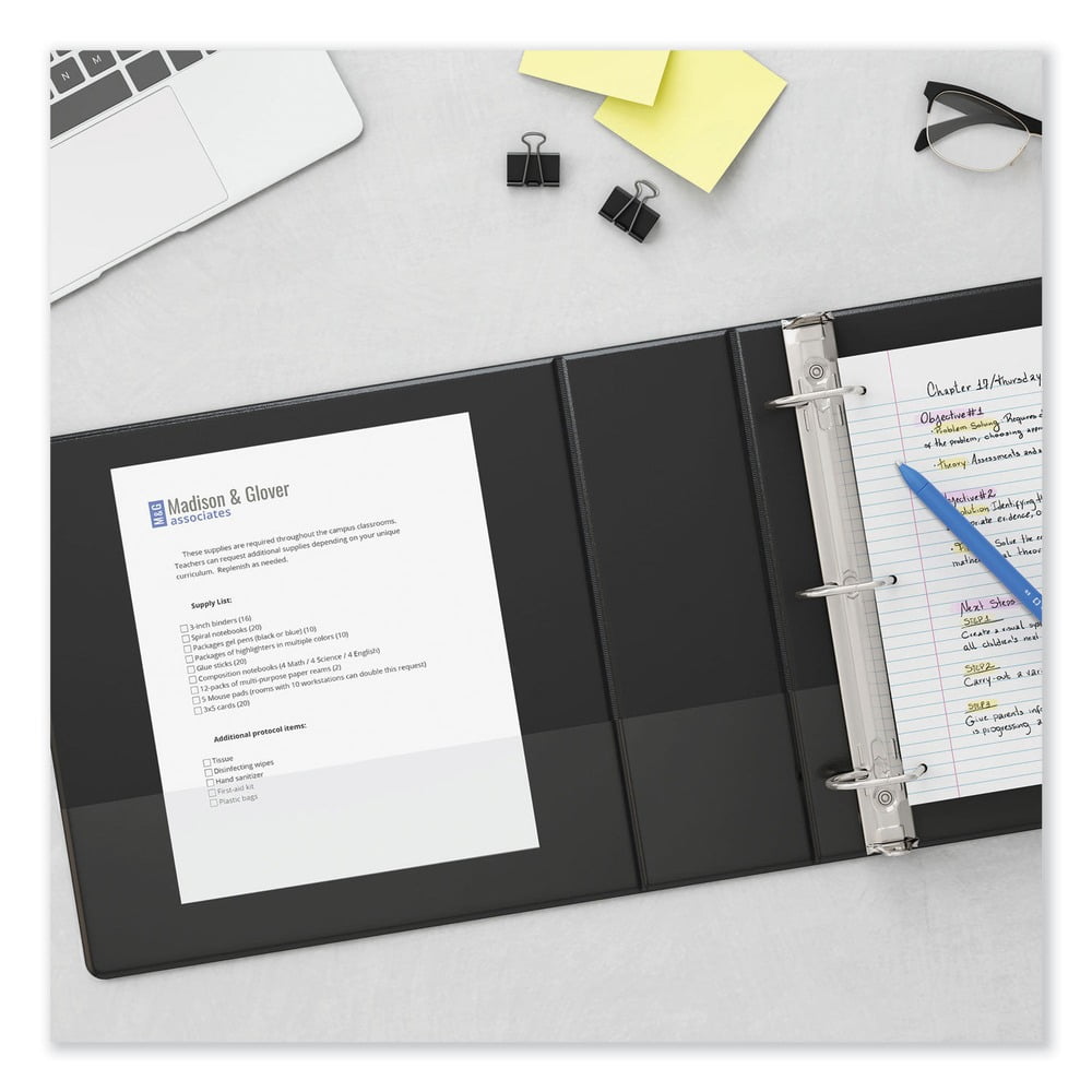 Universal UNV20998 11 in. x 8.5 in. 5 in. Capacity 3 Rings Slant-Ring View Binder - Black
