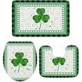thumbnail image 3 of St. Patricks Day Bathroom Rug Sets 3 Piece, Non Slip Bath Mat, Green Shamrock Buffalo Plaid Spring Absorbent Floor Mats Bath Rugs with U-Shaped Contour Rug Toilet Lid Cover Bathroom Decor Small, 3 of 8