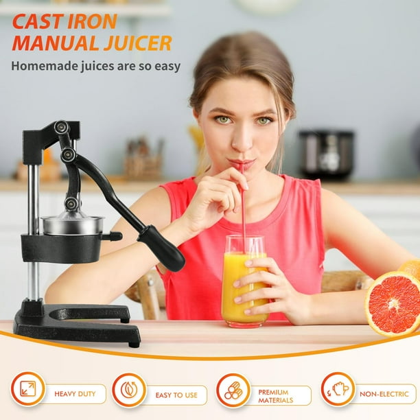 TONGCHANT Commercial Heavy Duty Cast Iron Hand Press Manual Juicer Squeezer for Orange Lemon Lime Pomegranate Citrus Fruits with Stainless Steel Cup