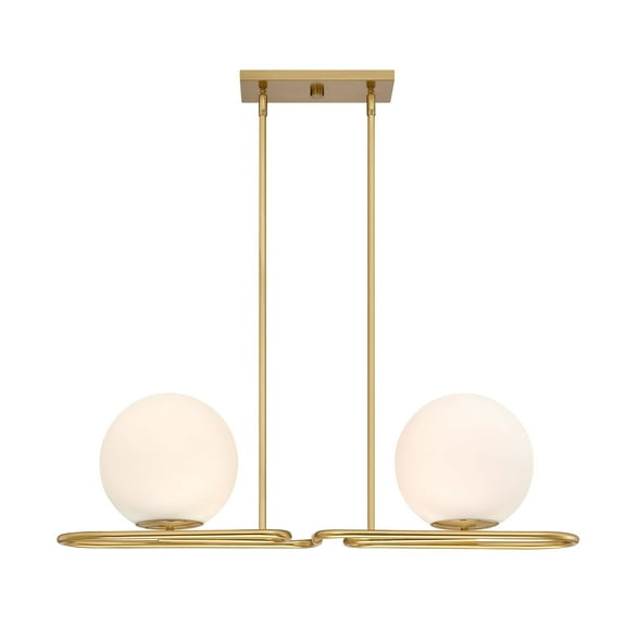 Litho 2-Light Brushed Gold Mid-century Linear Chandelier for Kitchen Islands with No Bulbs Included