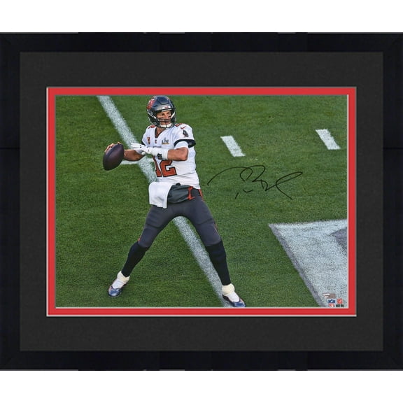 Framed Tom Brady Tampa Bay Buccaneers Super Bowl LV Champions Autographed 16" x 20" Super Bowl LV Action Photograph - Fanatics Authentic Certified