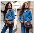 thumbnail image 2 of Bandolera LAVAWA, pequeño con flecos, borla, turquesa, para mujer, 2 of 7