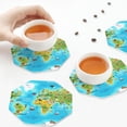 thumbnail image 3 of KLL Drink Coasters Set Octagon of 4,PU Leather Absorbent Coasters Set Decorative Coffee Cup Coasters Housewarming Gift for Home Decor-World Map With Animals Landmarks, 3 of 5