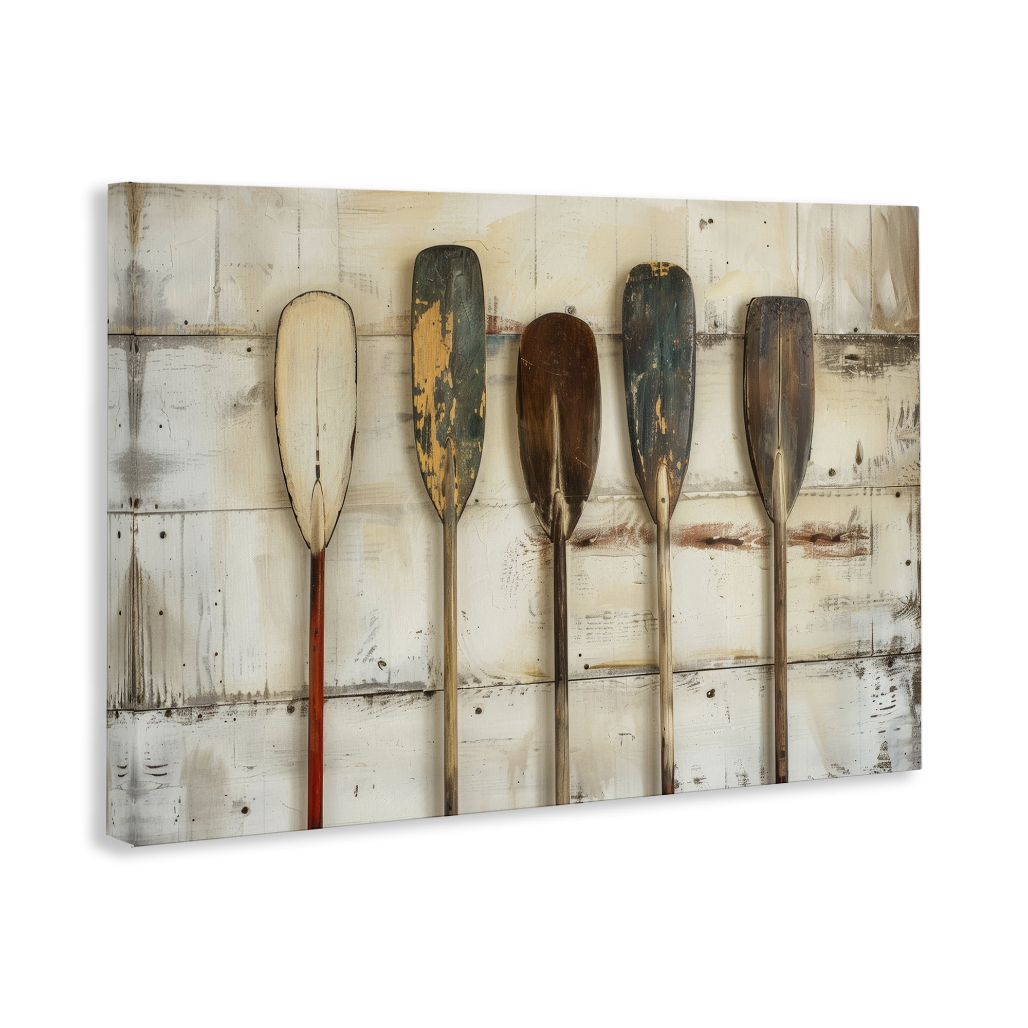 Stupell Industries Rustic Oar Lineup Nautical & Beach Painting Wrapped Canvas Art Print Wall Art, 36 x 24