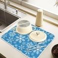 thumbnail image 2 of Christmas Dish Drying Mat White Snowflakes Snow Blue Dish Drainer Mat for Kitchen Counter 16 x 18 Inch Winter Absorbent Microfiber Dishes Pad, 2 of 8