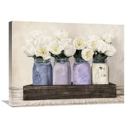 Global Gallery Jenny Thomlinson Tulips in Mason Jars Canvas Wall Art