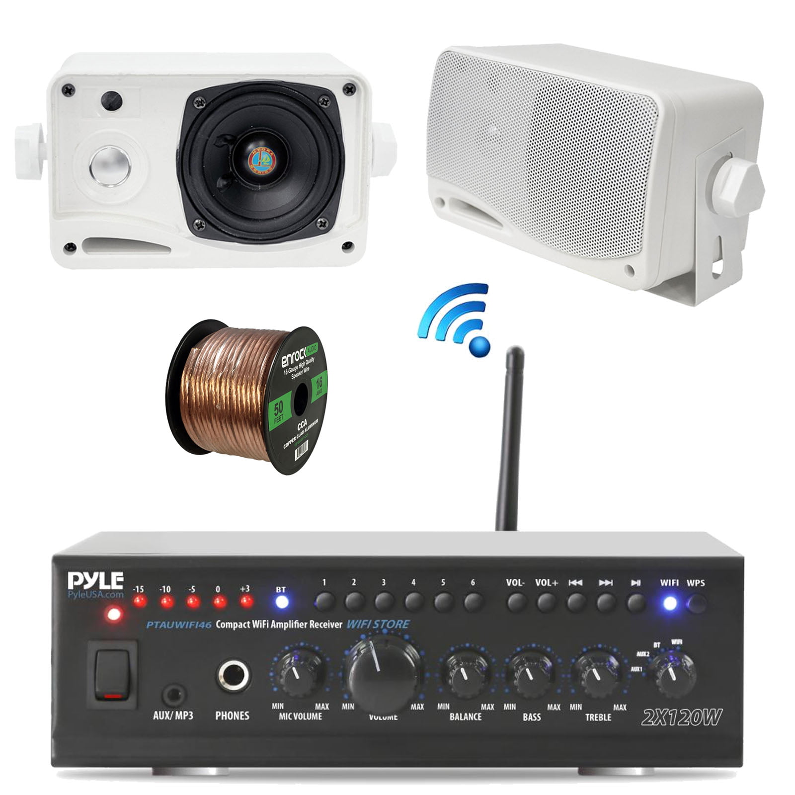 White Pyle Plmr24 3.5" 200-watt 3-way Weather-proof Mini Box Speaker System