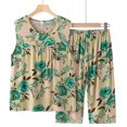 thumbnail image 1 of Puntoco Conjunto de dos piezas de verano para mujer, sin mangas, cuello redondo, tops estampados, pantalones divididos Puntoco Puntoco-5006, 1 of 5