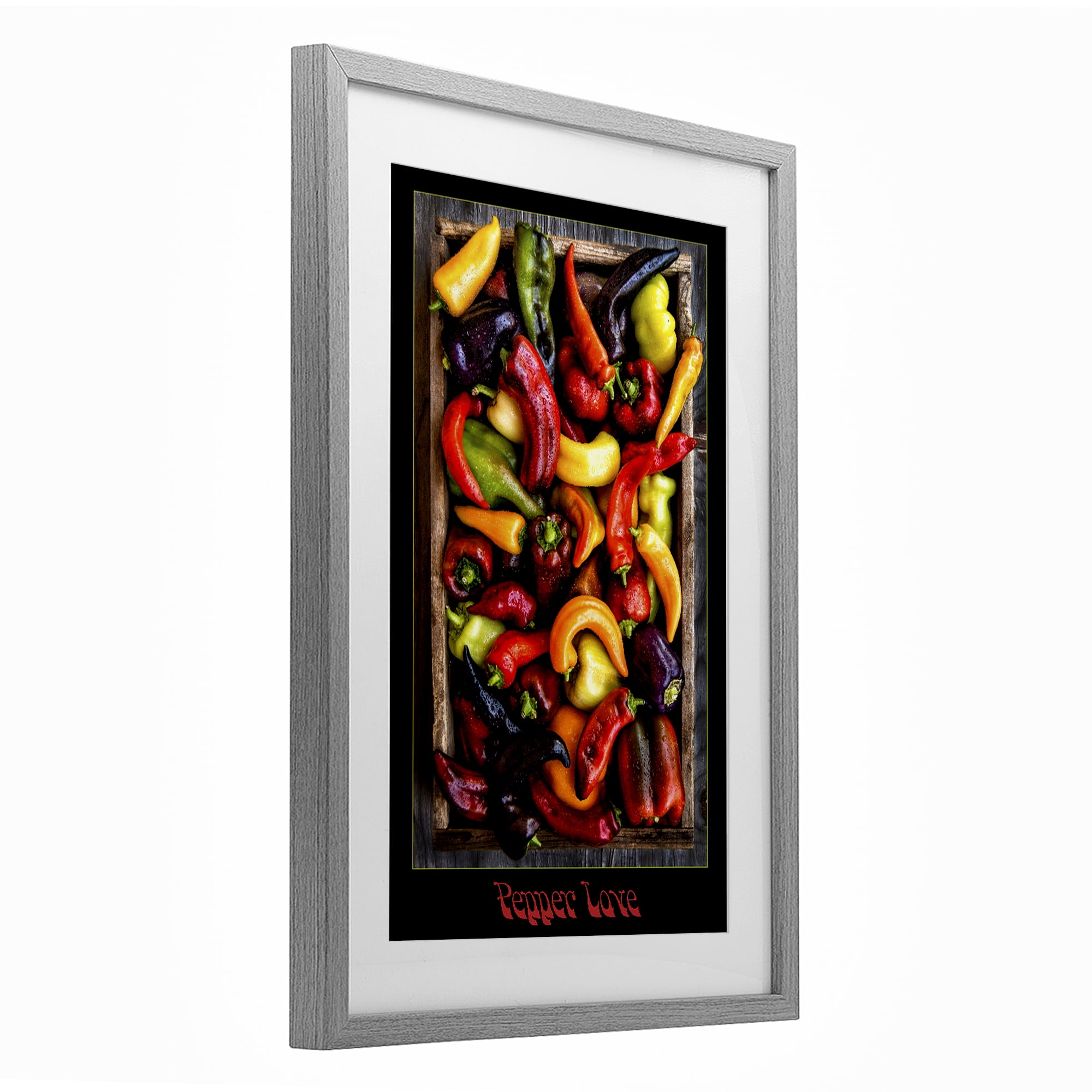 Stupell Industries Pepper Love Vibrant Vegetables Gray Framed Print Under Glass, design by Carl Kravats