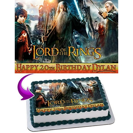 Lord of the Rings Edible Cake Topper Personalized 1/2 Size Sheet Decoration Party Birthday Sugar Frosting Transfer Fondant Image