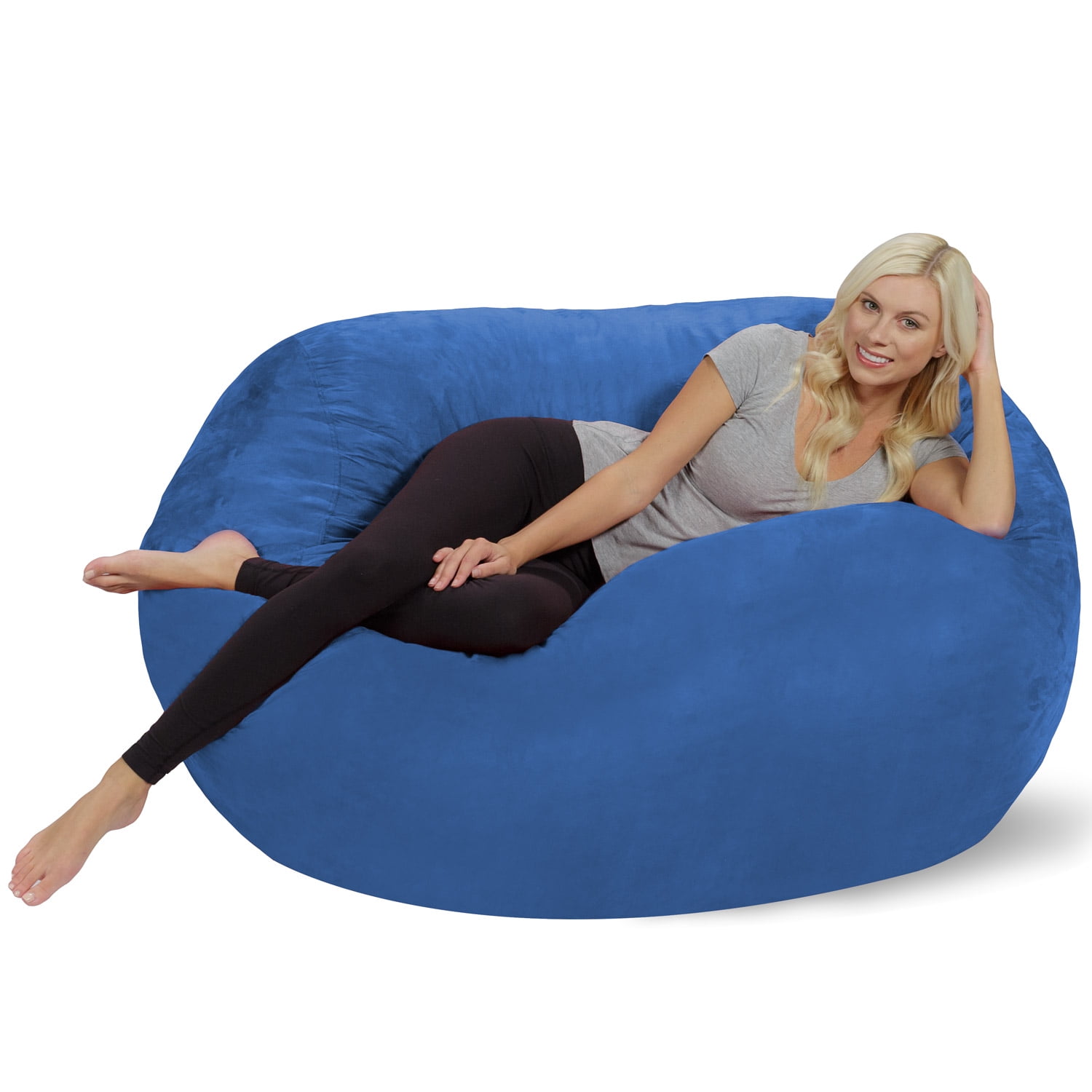 Chill Sack Bean Bag Chair, Memory Foam Lounger with Microsuede Cover, Kids, Adults, 5 ft, Royal Blue