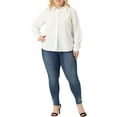 thumbnail image 2 of Agnes Orinda Women' s Plus Size Chiffon Shirt Long Sleeve Tops Button Down Collared Blouses 1X White, 2 of 6