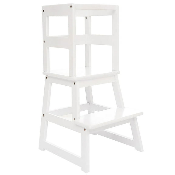 Open Box SDADI Kids Kitchen Step Stool, 150LBS cap. w/ Safety Rail, White